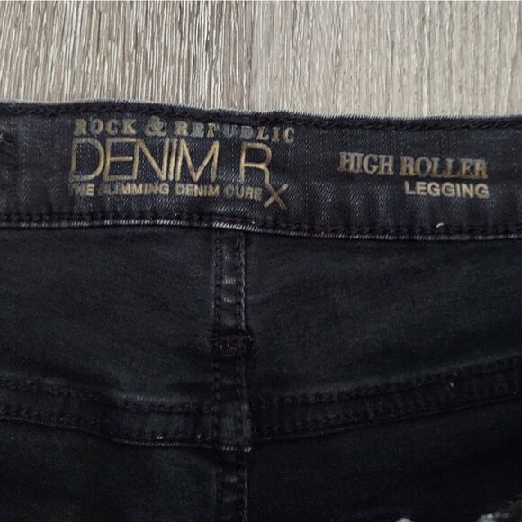 Women's Rock & Republic Black Wash High Roller High-Waisted Skinny Jeans Size 8 - Picture 3 of 11